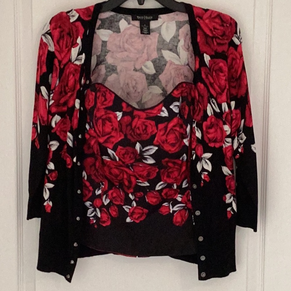White House Black Market bustier and cardigan combo